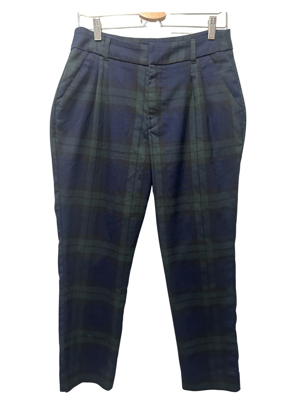 Abercrombie & Fitch Navy and Dark Green Plaid Trousers